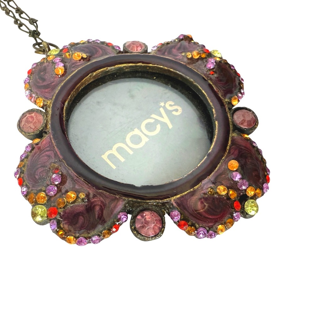 Macy's Christmas Photo Ornament Small Purple Rhinestone Holiday Hanging Gift - Picture 3 of 6